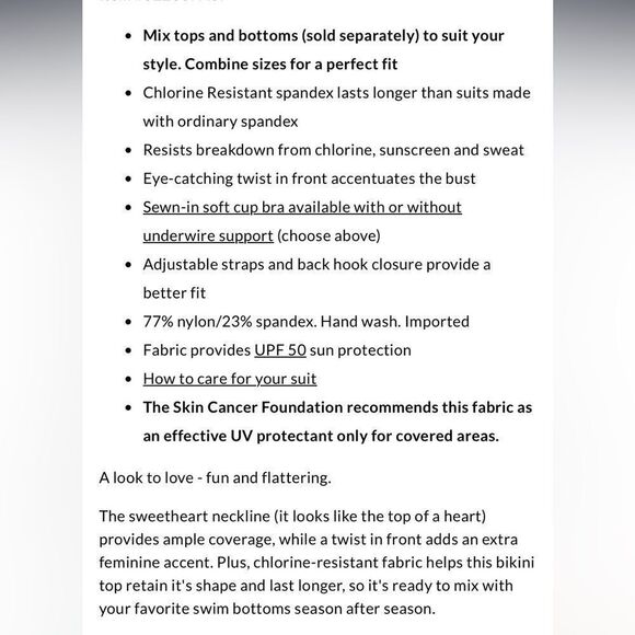 Land’s End Plus Reg retro underwire twist front bikini top  adjustable black Var - Picture 3 of 9